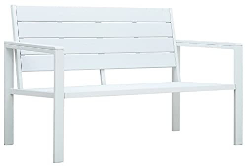 vidaXL Gartenbank Sitzbank Parkbank Gartenmöbel Bank Terrassenbank Balkonbank Außenbank Garten Balkon Outdoor 120cm HDPE Weiß Holzoptik