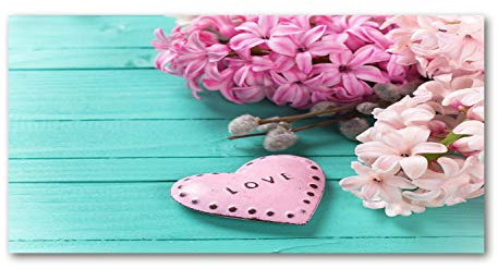 Tulup Acrylglas - Wandkunst - Bild auf Acrylglas Deko Wandbild hinter Kunststoff/Acrylglas Bild - Dekorative Wand für Küche & Wohnzimmer 140 x70 cm - Blumen & Pflanzen - Flieder Herz - Rosa