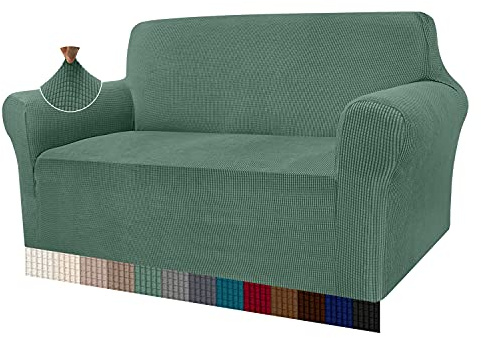 Granbest High Stretch Sofabezug Moderne Sofaüberwurf Jacquard Elastische Sofahusse für Wohnzimmer Protector für Hunde Haustiere (2 Sitzer, Salbei)