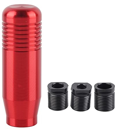 Aluminium-Schaltknauf 8,5 cm für manuelle Getriebe, Sportlicher Schaltkopf aus Aluminiumlegierung mit ergonomischem Design, Universeller Ersatz-Schaltknüppel für Auto, Rot