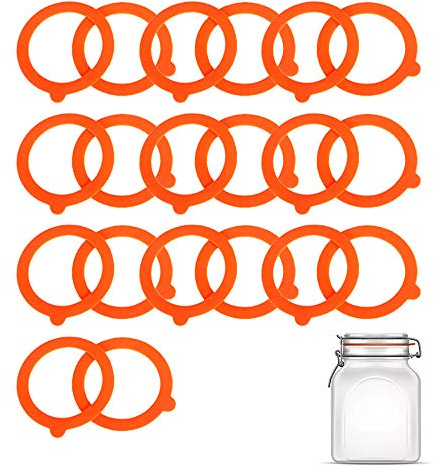 Replacement Silicone Seals for Jars Airtight Silicone Sealing Gaskets Rings, Leakproof Rubber Seals for Glass Clip Top Storage Jars (20 PCS, Orange)