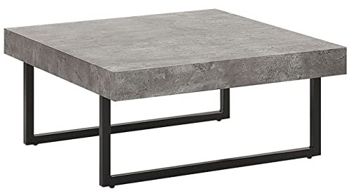 Beliani Couchtisch in Betonoptik/Schwarze Beine MDF-Platte/Eisen 75 x 75 cm Deluz