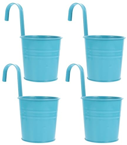 Cabilock 4stücke Teiliges Hängender Eisen-blumentopf Mit Abnehmbarem Haken Balkon Blumeneimer Mit Entwässerungslöchern Für Garten Wohnraumdekoration