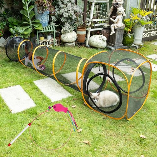 ITENT Cat Play Tunnel + Cube(with Three Ways) for Indoor and Outdoor, Cat Playpen, Play Enclosures, Collapsible Cube, Tunnel, Easy to Connect with Tent
