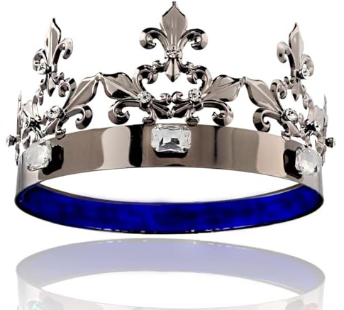 Herren König Königin Royal Barock Schwarz Prinz Krone Runde Krone Haarschmuck für Kostümparty Halloween Festzug Hochzeit