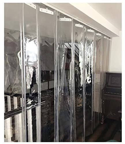 PFCDZDU Rideau À Bandes en PVC, 1.6mm Coulissant Pliable Rideau À Bandes pour Portes, Imperméable Volet Roulant Transparent pour Extérieur Patio Entrepôt Garage (Couleur : 1.6mm, Taille : 1.2X2.3M)