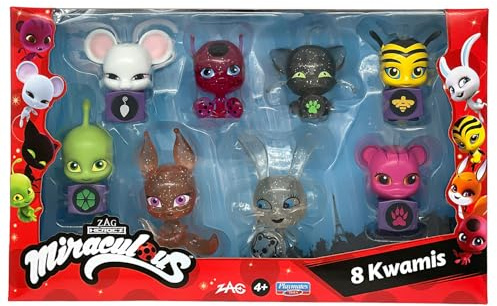 BANDAI - Miraculous - Confezione di 8 Kwami – Collezione di Mini-figure - Set con 8 Kwami - Piccole Figurine Carine Ladybug - Giocattolo per Bambini da 4 Anni in su - P50532