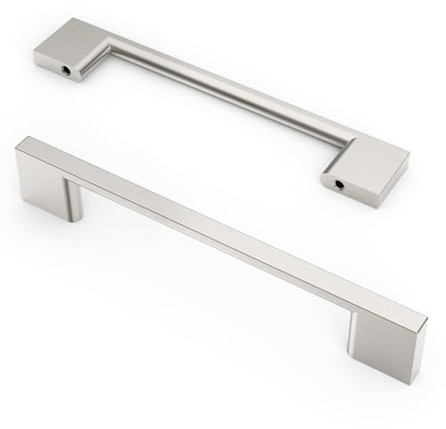 9BUILD 10 Stück Schrankgriffe Gebürsteter Nickel Lochabstand 128mm Griffe für Küchenschränke Möbelgriffe Küchengriffe griffe möbel Küchenschrank Schranktürgriffe EU0035