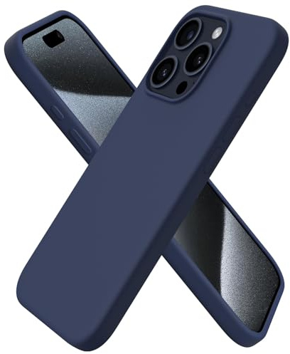ORNARTO Cover per iPhone 15 Pro Silicone,Antiurto,Deep Blu | Silicone Liquido Premium,Protezione Completa,Morbida al tatto,Custodia per Telefono con Fodera in Microfibra Antigraffio
