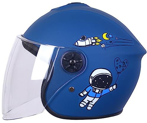GZEZHA Casco Lindo Para Niños 7-16 Años Niños Niñas Dibujos Animados Motocicleta Medio Casco Con Visera Casco De Bicicleta Ligero Niña Niño Casco Ajustable A,54-60