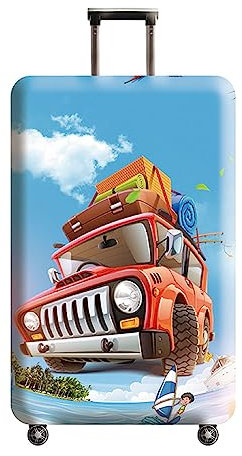 Hiseng 3D Kofferhülle Elastisch 18-32 Zoll Kofferschutzhülle Waschbar Gepäck Cover Reisekoffer Hülle Kofferschutz Luggage Cover Kofferschutzhülle (L (25-28 Zoll),Bus)
