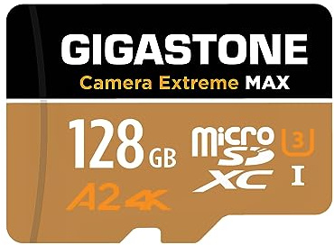 [5 Jahre kostenlose Datenwiederherstellung] GIGASTONE 128GB Micro SD-Karte, Kamera Extreme MAX, bis zu 160/120 MB/s, MicroSDXC-Speicherkarte für DJI, Gopro, Insta360, Dashcam, 4K Video, UHS-I A2 V30