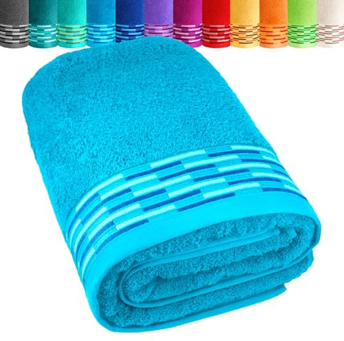 Lashuma Saunahandtuch 80x200 cm, Lugano großes XXL Saunatuch Aquamarin Blau | Premium Frottee aus 100% Baumwolle mit 500 gsm, angenehm weich und saugfähig für Sauna, Liege, Pool und Strand