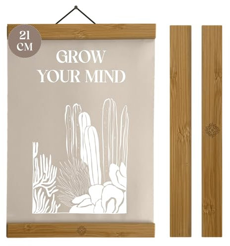 LEBENSKOMPASS® Magnetische Posterschiene A4, Posterleiste Bilderrahmen aus Bambus 20 cm für Wandbilder, Fotos, Holzrahmen Bilderleiste Klemmleiste