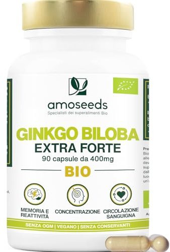 Ginkgo Biloba BIO | Extra Forte, 4560mg al giorno | Contiene Flavonoidi e Terpeni | 90 capsule vegane | Memoria, Concentrazione, Circolazione Sanguigna | Qualità Superiore