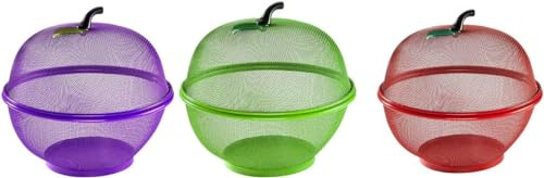 YSAMAX Apple Shape Mesh Storage Basket, Fresh Fruits Storage, Keep Flies & Unwanted Insects Out, Sturdy Basket, Iron Sprayed Plastic Basket, Kitchen Storage Accessories,