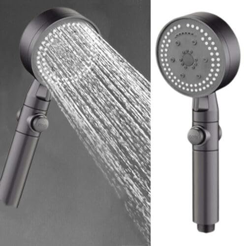 High Pressure Handheld Shower Head,Stainless Steel 8 Spray Modes Showerhead, Multi-Functional Shower Nozzle Water Heater Shower Head for Home, Gym,Built-in Power Wash (Grey)
