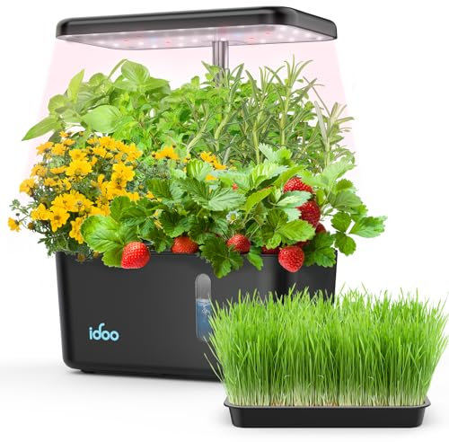 iDOO Hydroponics Growing System with Sprouter Tray, Small Indoor Herb Garden, Auto Timing LED Growth Light, Smart Garden, Pump System, Hydroponic Indoor Garden Up to 11.81