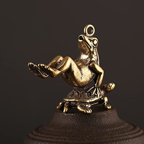 Moderne abstrakte Kunst, Dekoration, Ornament, Statue, Skulptur, Gartenskulpturen & s, Vintage-Schildkröte mit Frosch, Teehaustier, Schlüsselanhänger, Anhänger, Ornamente, antike Bronze-Schildkröte, F