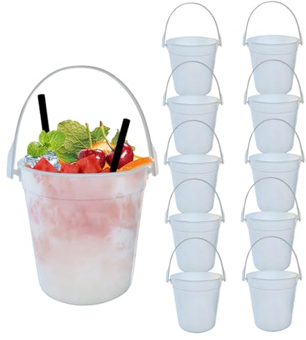 Champagnereimer, Eiseimer für Partys Plastik wiederverwendbarer Cocktail Rum Eimer 10 Stück Getränk Weinbier Eimer 1l