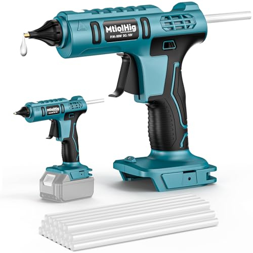 MtiolHig Cordless Hot Glue Gun Compatible with Makita 18v Battery, Handheld Wireless Power Heavy Duty Hot Glue Gun Full Size Kit with 20pcs 0.43'' Hot Glue Stick for Arts & Crafts, Home Repair