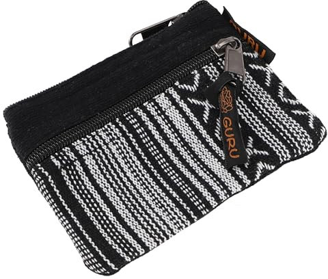 GURU SHOP Ethno Portemonnaie, Geldbeutel - Schwarz/weiß, Unisex - Erwachsene, Baumwolle, 9x11x1 cm