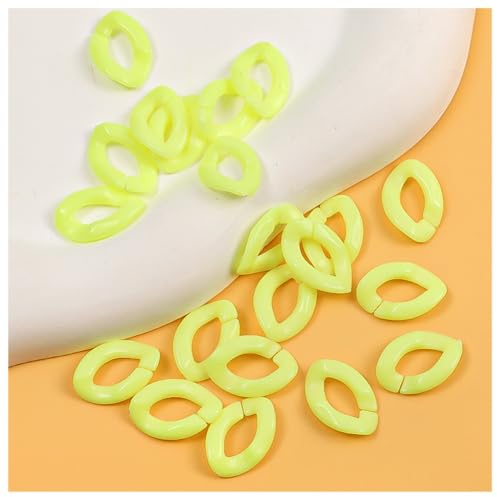 Wisafory 100 Stück Acryl Verbindungsringe Schnellverbindungsringe C-Clips Haken mit offenen Bunt Kettenglieder Twist Ketten Gliederverbinder Quick Link-Anschlüsse für DIY Handwerk Gelb