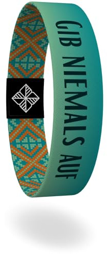 juma - glaubensband | Set Motivation - Verschiedene Größen | Energie- & Motivations-Armbänder, Aus Stoff, Inspirierende Glücksbringer für Kinder, Damen (M - 17 cm, Gib niemals auf)