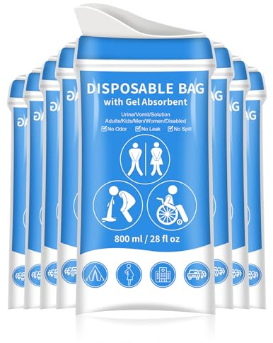 PEAKINGTECH Urinal Bags Gel Disposable for Travel: Pee Vomit Portable Emergency Toilet in Camping - Women Men (8)