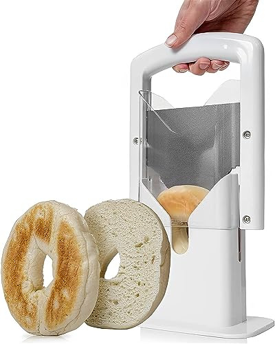 Bagel Slicer with Safety Handle,Household Bagel Cutter Reusable Bread Slicer Portable Muffin Cutting Tool for Kitchen Gadgets (White)