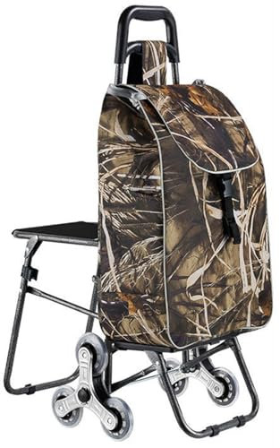Carrito de Compras escaleras de Carrito de Carreras, portátil con Asiento fácil de Compras de Compras Plegables para Descansar Escalera de Escalada Carro