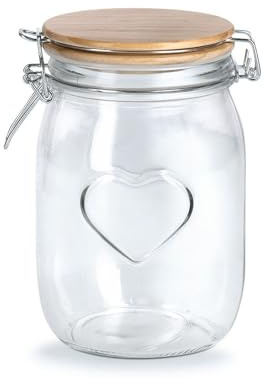 Basera Vorratsglas mit Herzmotiv und Bügelverschluss, 1000 ml, Ø11 x 17 cm