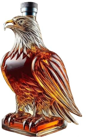 Eagle Crystal Whiskey Decanter – 13 cm Elegant Liquor Bottle with Air-Tight Metal Stopper, Bar Decor & Gift for Bourbon & Scotch Enthusiasts (Square Base)