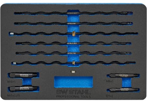 SW-Stahl 03719L Glühkerzenelektrode Ausbausatz - 11-teilig Glühkerzen | HSS Ausbohrwerkzeug zur Entfernung von Glühkerzen aus Motoren, inkl. Gewindewerkzeug, Abzieher & Reparaturset für Werkstatt