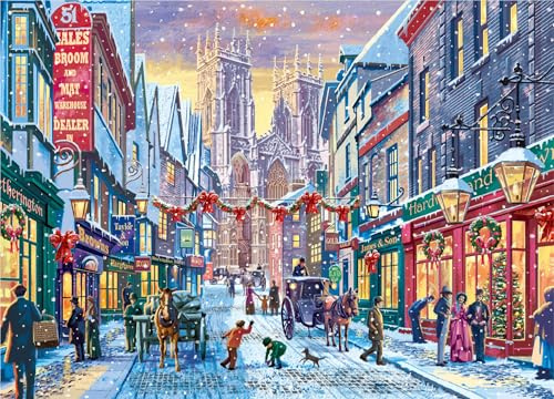 CLMCL 1000 Pieces Christmas Puzzle Holiday Puzzles for Adults Jigsaw Puzzle Christmas Street