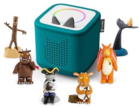 Toniebox 2 Audio Player Julia Donaldson Bundle for Kids 3+ with Stick Man, Snail and Whale, Smartest Giant in Town, Gruffalo, Zog, Highway Rat, and Gruffalo’s Child - Tropical Teal
