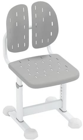 COSTWAY Silla Escritorio Infantil, Silla Juvenil para Escritorio con 5 Altura Ajustables, Doble Respaldo y Asiento Transpirable, Estructura Metálica, Asiento de Ordenador para Niños de 3+ Años (Gris)