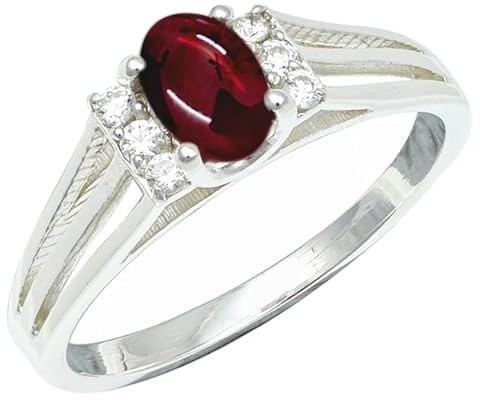 SILVERTROVE Ädelsten 925 sterlingsilver snygg handgjord band ring presentartiklar män och kvinnor smycken CRG1241AA, Ädelmetall Ädelsten, Granatcabochon