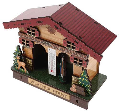 HOODANCOS Termometro da Parete per Interni con Igrometro e Barometro in Legno Stazione Meteo Analogica per Casa e Ufficio Monitoraggio Temperatura e Umidità in Reale Design Elegante e