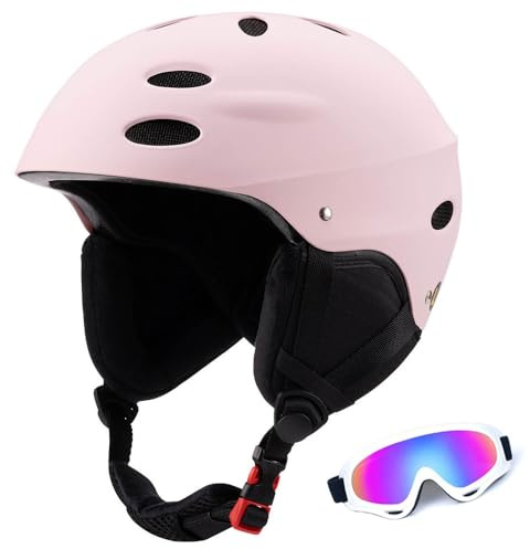 Casco de Esquí para Adultos, para Hombre Y Mujer, Casco de Snowboard con Sistema de Ajuste de Dial(Pink,S(51-54CM))