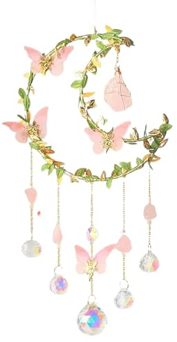 TOWARDSNAN Atrapasoles de cristal con mariposa y colgante decorativo para ventana, hogar, jardín, fiestas, boda, Navidad, Navidad, boda, hecho a mano, natural y mariposa