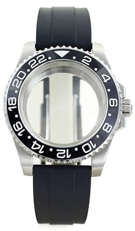 1st Silver Dykfodral for män for 40 mm GMT klockfodral Rem NH34 NH35 NH36 NH38 Miyota 8215 8205 Eta2824 Movement Safirkristall(NO.2 GMT-Black,For Eta 2824)