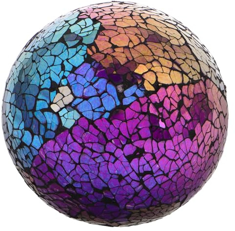 OSALADI 4-inch Mosaic Glass Sphere Balls Set of 3, Colorful Purple Decorative Orbs for Garden Centerpiece and Home Décor, 10cm Reflective Glass Spheres for Vases and Table Accents