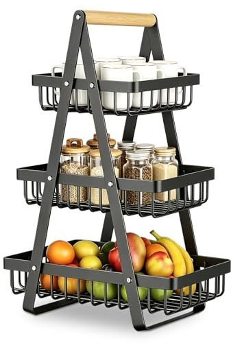 LLHONG 3 Tier Fruit Basket, Vegetable Rack, Detachable Mesh Fruit Basket
