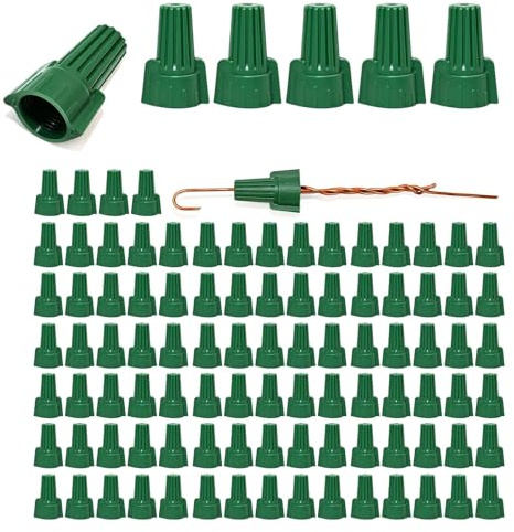 WEESTAAMO Set di 100 connettori per cavi elettrici con molla, morsetti girevoli ad ali di alta qualità, dadi di messa a terra, morsetti per cavi elettrici e morsetti di collegamento per cablaggio