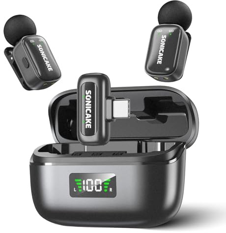 SONICAKE Mini Micrófono Inalámbrico Solapa 2,4GHz Transmisión Señal