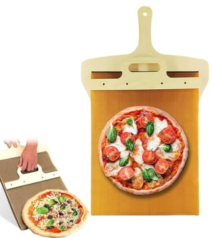 bayicie Pala scorrevole per pizza con manico in legno, spatola per pizza su entrambi i lati, per forni interni ed esterni