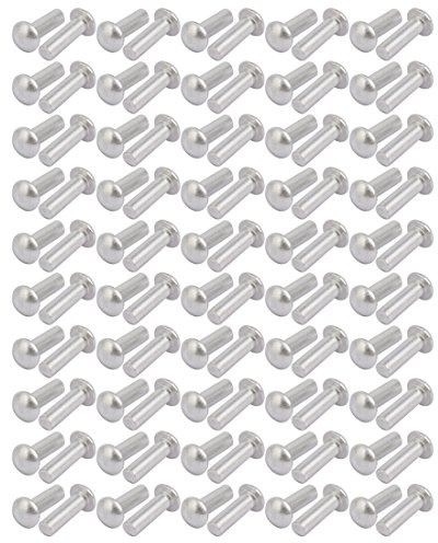 sourcing map sourcing map 100 piezas Remache sujetador solido M5 x 16 mm de aluminio medias cabeza redonda del tono plateado