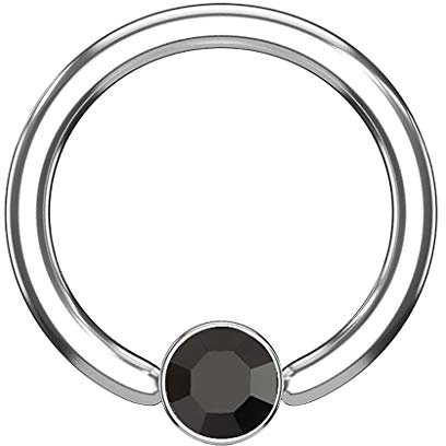 Piercingfaktor BCR Tragus Ohr Piercing Klemmring Flache Kugel mit Kristall