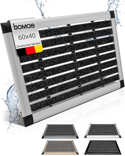 bomoe Fussabtreter Aussenbereich Alu Fußmatte 40x60 cm rutschfest Rostfrei AluGant Haustür Fußabtreter Außen Schuhabstreifer– Eingangsmatte Alu-Fußmatten Fußabstreifer Aussen Abtreter Fußmatte Außen